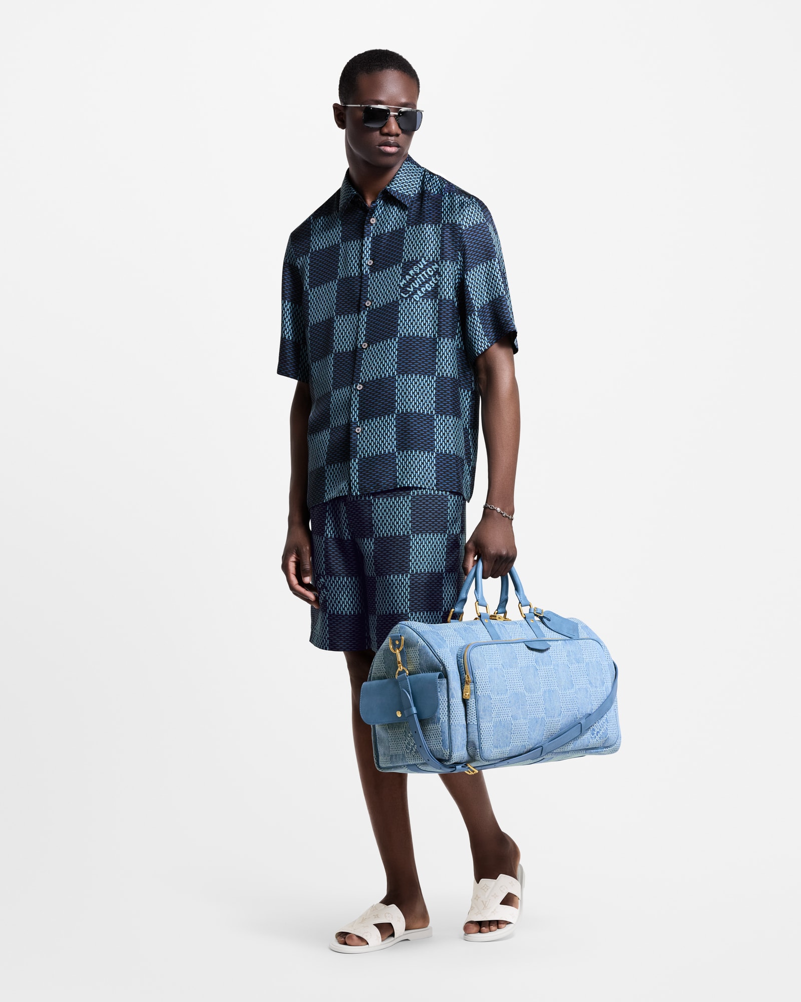 Damier Short-Sleeved Silk Shirt - Men - Ready-to-Wear | LOUIS